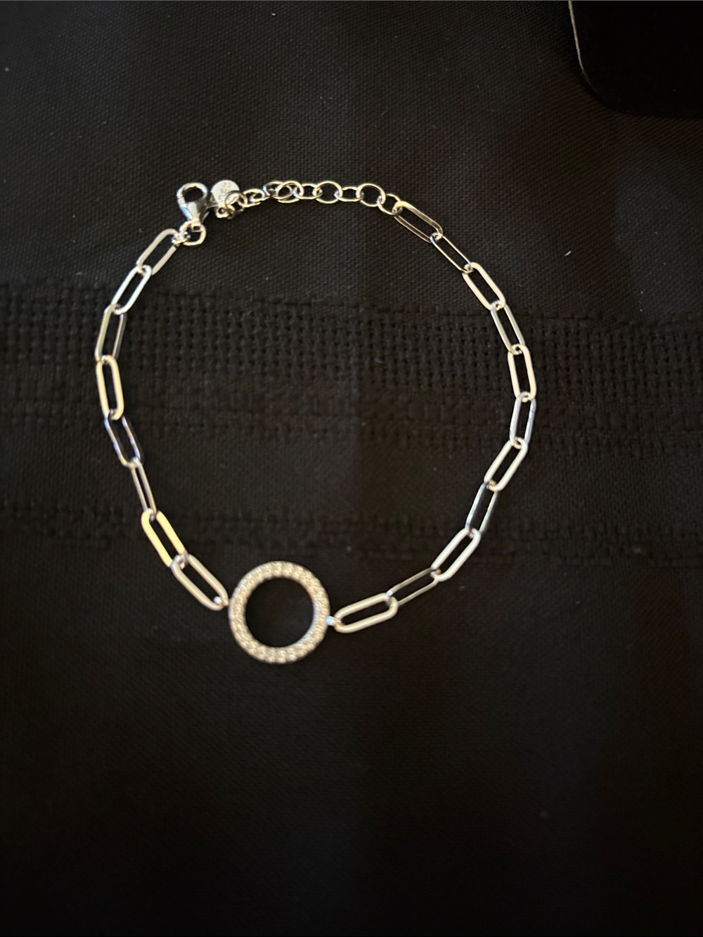Silver Circle Pendant Paperclip Chain Bracelet - Women Jewelry